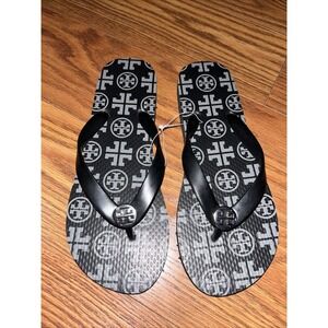 NWT Tory Burch PVC Flip Flop Flops Thong Sandals Square Traveler Logo size 7